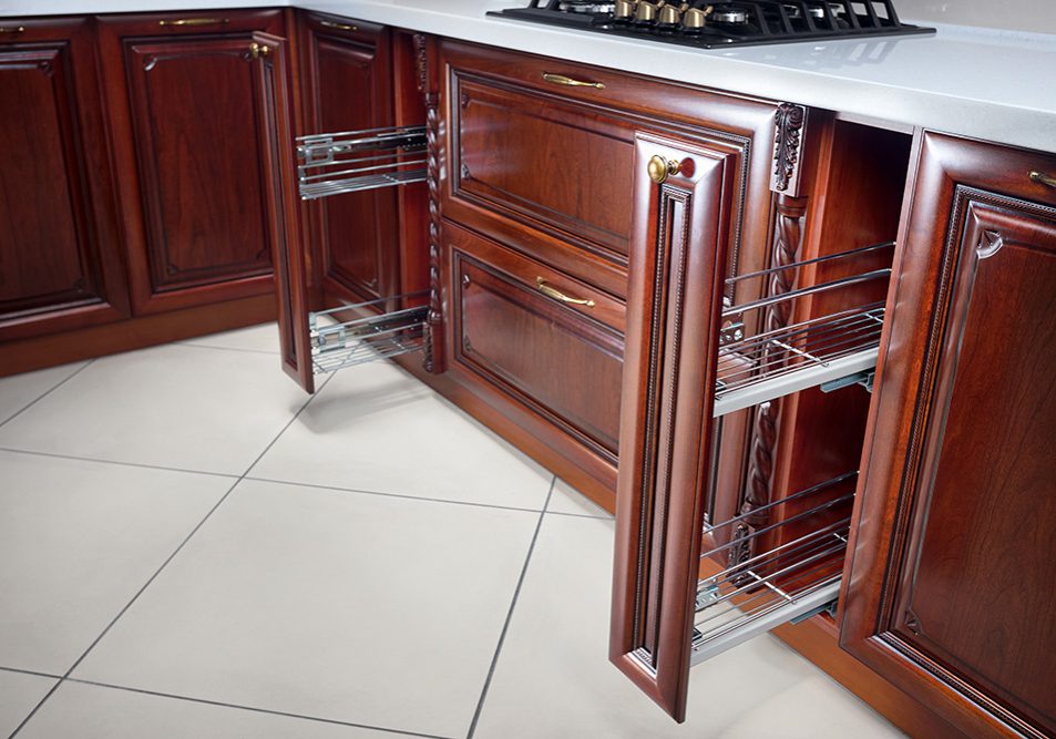 Cherry wood kitchen cabinets