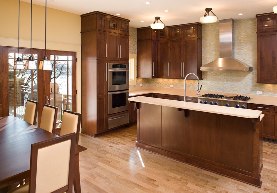 Maple wood kitchen cabinets.